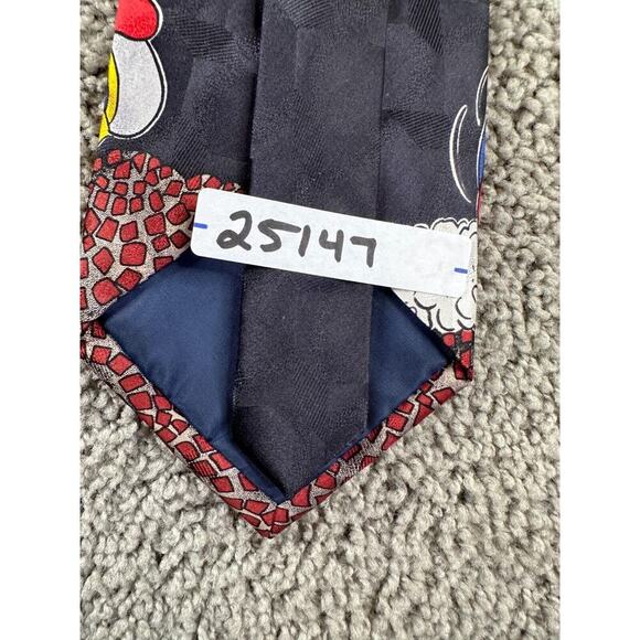 VINTAGE 90s Mickey & Co Atlas Design Neck Mens Silk Red Light Green Light Sweden - Picture 11 of 11